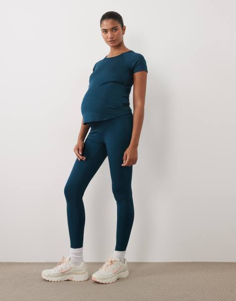 4505 Premamá Icon legging de gimnasio de talle alto con efecto moldeador en la parte trasera y bolsillo interior en azul verdoso - view 1