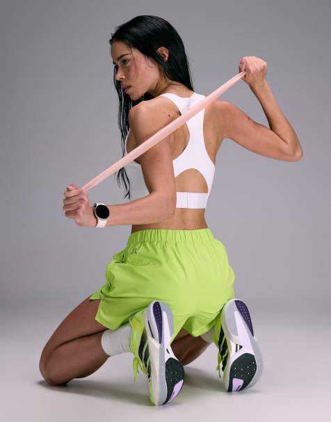 4505 Premium high impact zip front running sports bra with adjustable straps and reflective detail in white - view 1