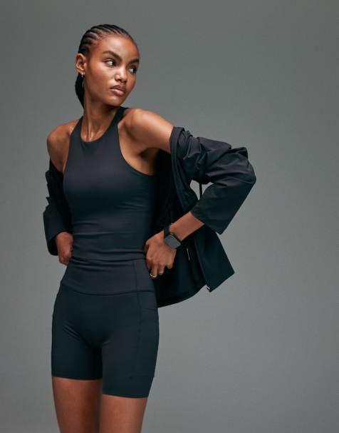 4505 Premium internal support running tank top with bonded seams and zip phone pocket in void black - view 1