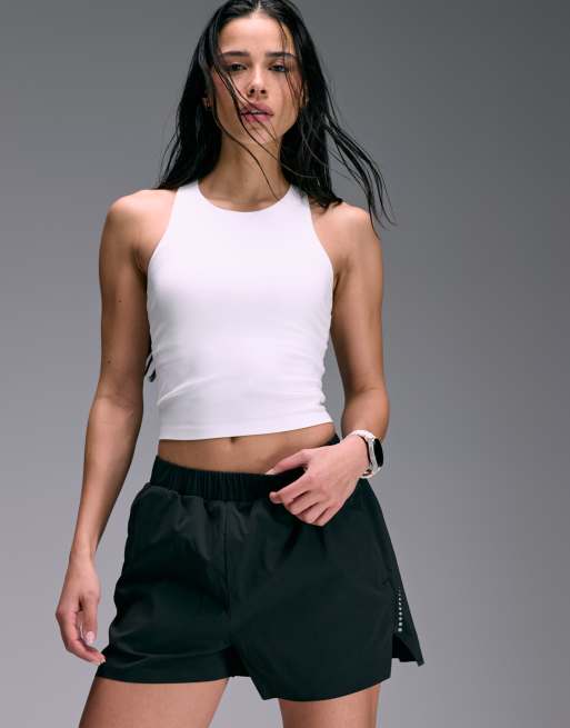 4505 Premium internal support running tank top with bonded seams and zip phone pocket in white, 4 of 4