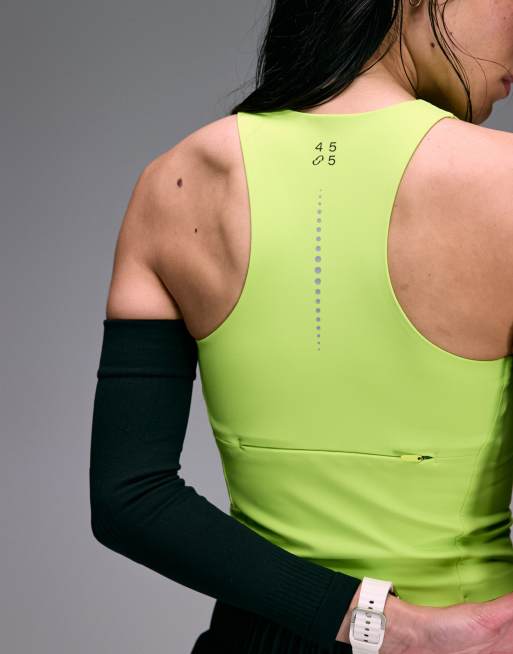 4505 Premium internal support running vest with bonded seams and zip phone pocket in lime, 4 of 4