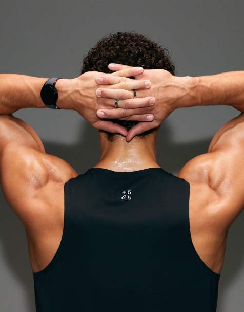 4505 Premium perforated lightweight running singlet with bonded hems and reflective detail in void black - view 1