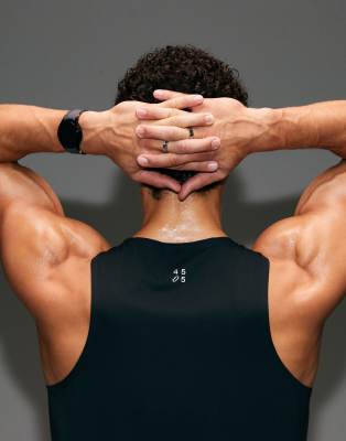 4505 Premium Perforated Lightweight Running Tank Top With Bonded Hems And Reflective Detailing In Black