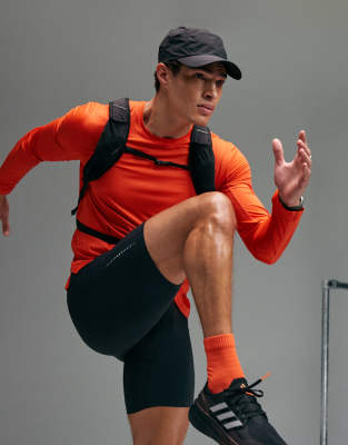 4505 Premium Quick Dry Long Sleeve Running T-shirt With Bonded Seams And Mesh Panel In Orange