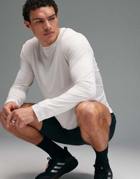 4505 Premium quick dry long sleeve running t-shirt with bonded seams and mesh panel in cloud white