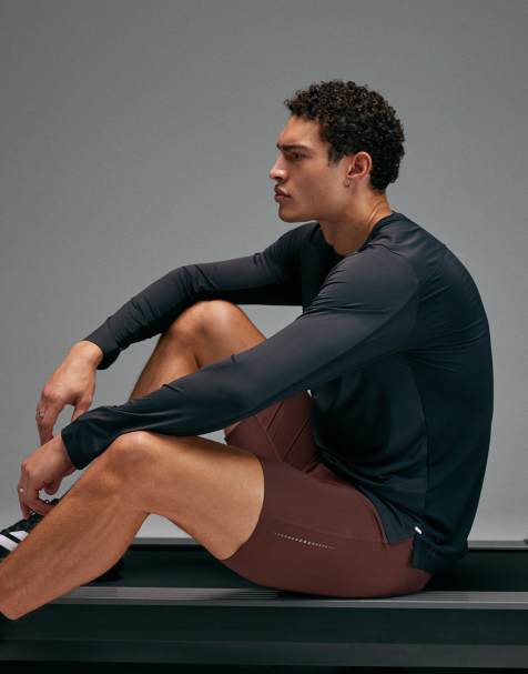 4505 Premium quick dry long sleeve running t-shirt with bonded seams and mesh panel in void black