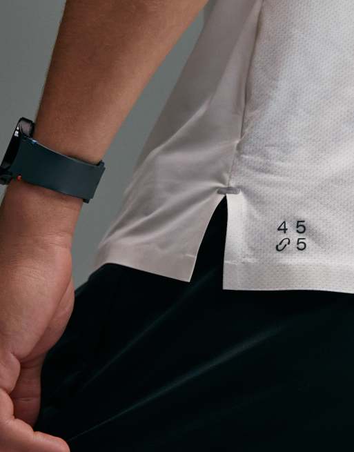 4505 Premium quick dry running t-shirt with bonded seams and mesh panel in cloud white, 3 of 5