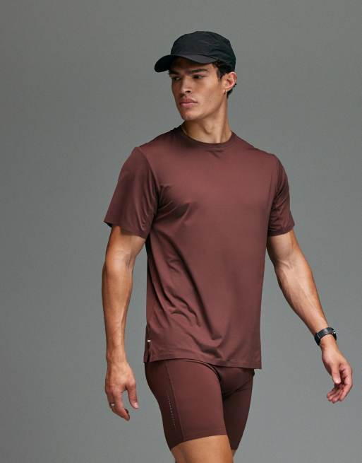 4505 Premium quick dry running t-shirt with bonded seams and mesh panel in deep mahogany, 2 of 5