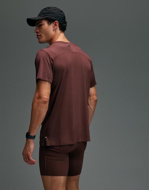 4505 Premium quick dry running t-shirt with bonded seams and mesh panel in deep mahogany, 5 of 5