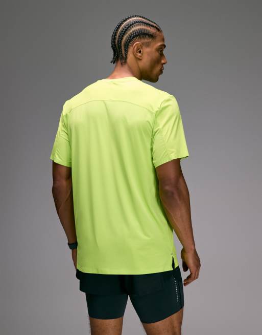 4505 Premium quick dry running t-shirt with bonded seams and mesh panel in lime, 3 of 5