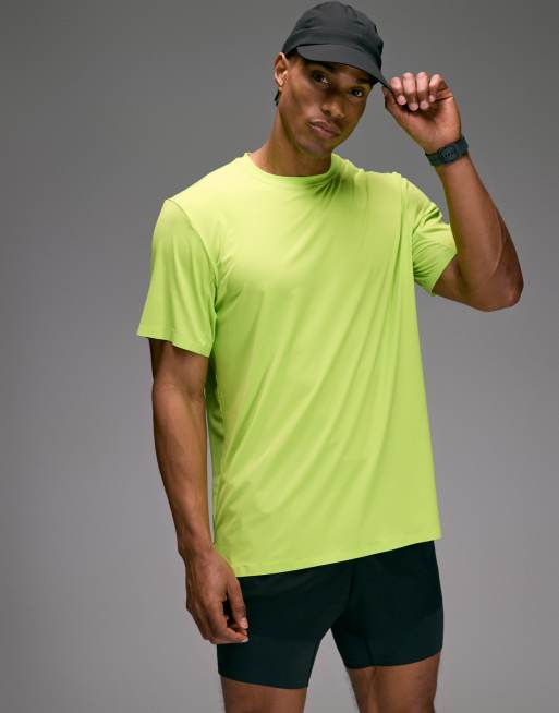 4505 Premium quick dry running t-shirt with bonded seams and mesh panel in lime, 5 of 5