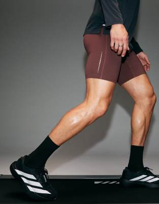 4505 Premium Reflective Running Half Tights With Phone Pocket And Bonded Hems In Brown