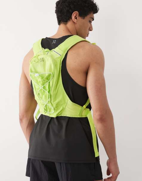 4505 Premium reflective running vest with zip pocket and water bottle holder in lime - view 1