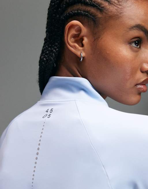 4505 Premium reflective zip up running jacket with foldover cuff and zip phone pocket in sky blue, 2 of 4