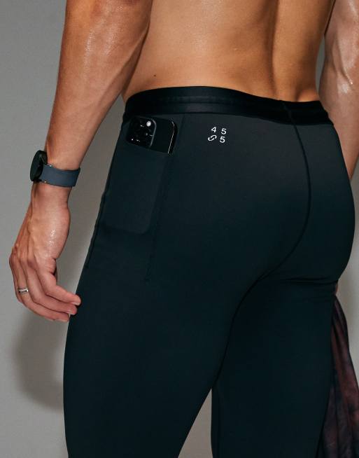 4505 Premium – Reflektierende Laufleggings in Void Schwarz mit Handytasche und verstärktem Saum, 2 von 5