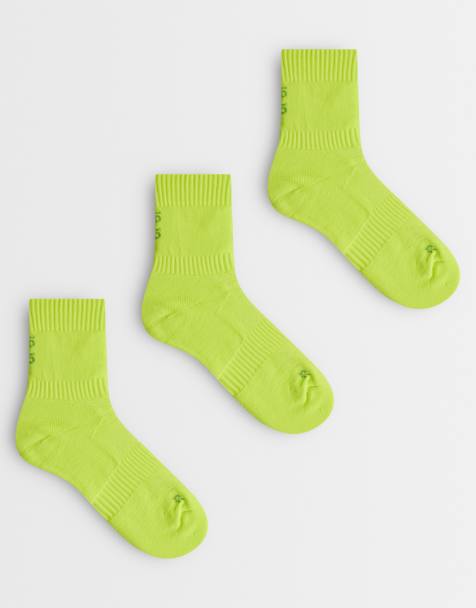 4505 Premium running socks 3 pack with arch support and antibacterial finish in lime - view 1