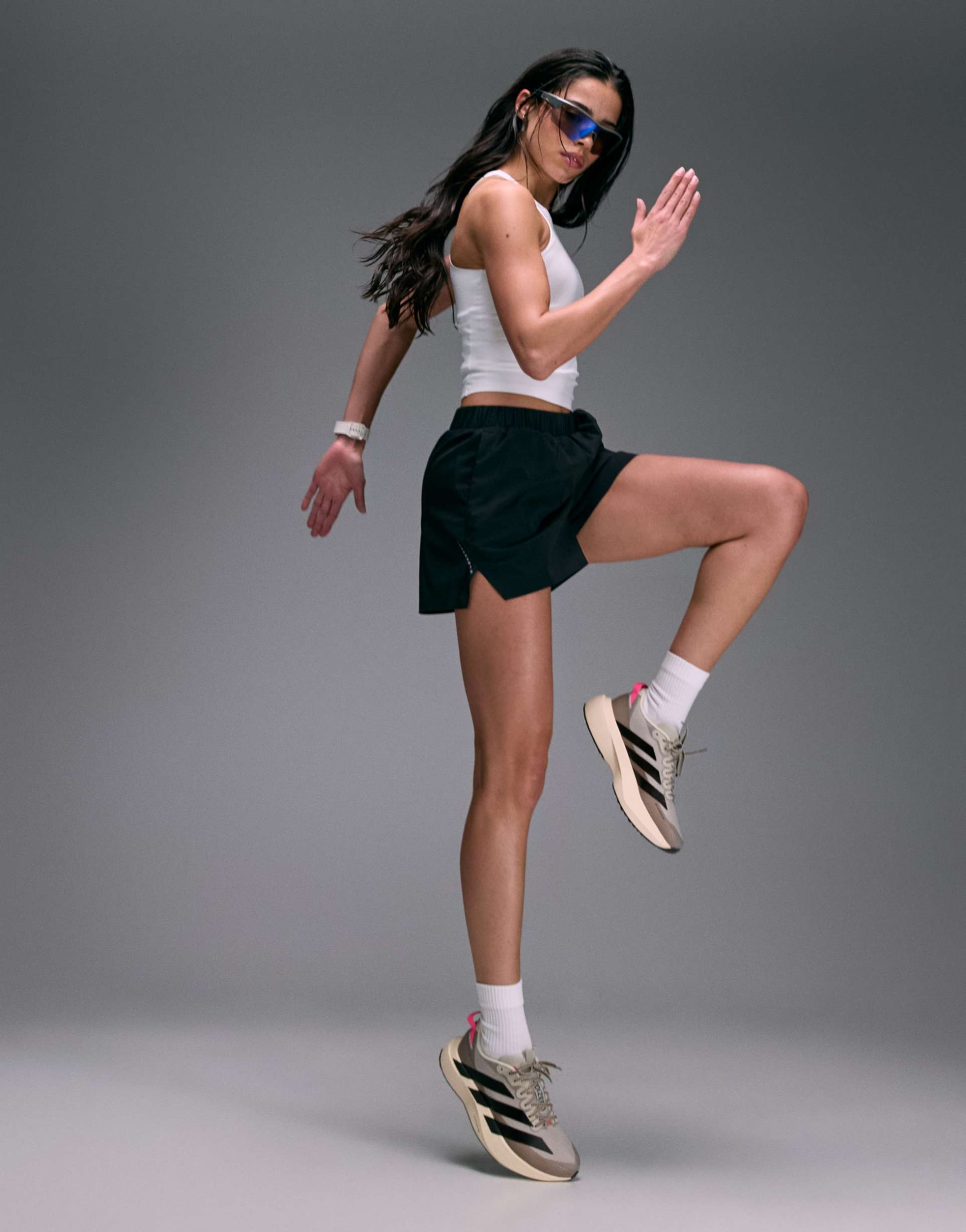 4505 premium woven high waist 3 inch running shorts with jersey liner and phone pocket in void black