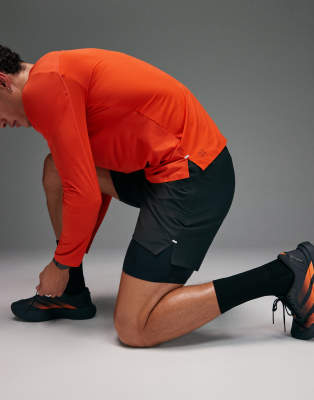 4505 Premium Woven Reflective 2-in-1 Running Shorts With Zip Pockets And Bonded Hem In Burgundy