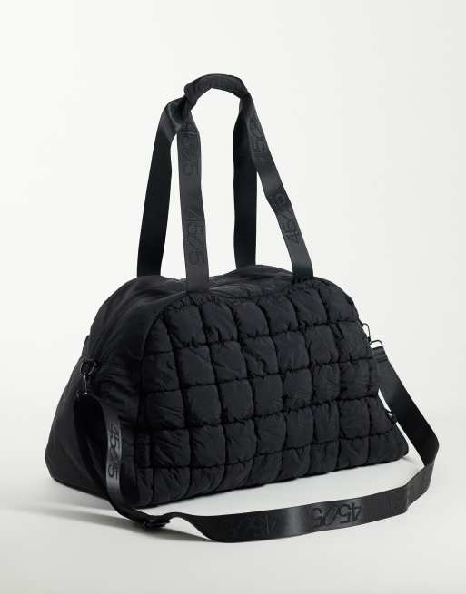 4505 puffy quilted bowler bag with external pocket and sneaker compartment in black, 4 of 4