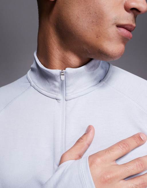4505 quarter zip long sleeve quick dry training top in grey marl , 2 of 4