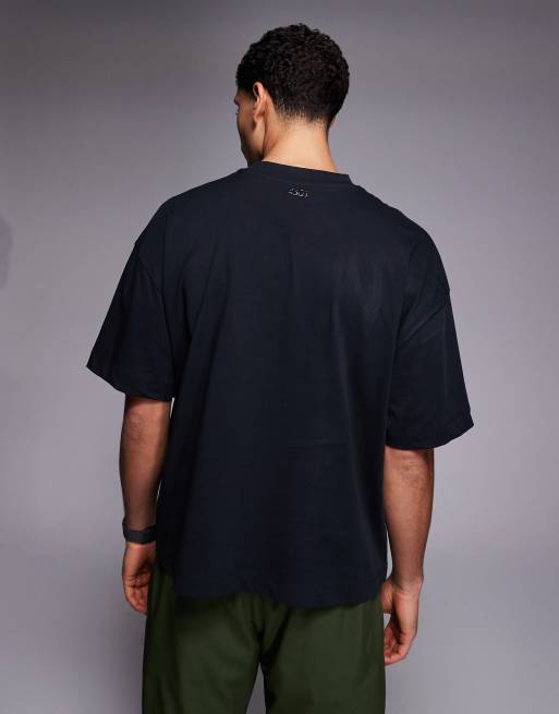 4505 quick dry boxy cropped heavyweight cotton training t-shirt in black , 3 of 5