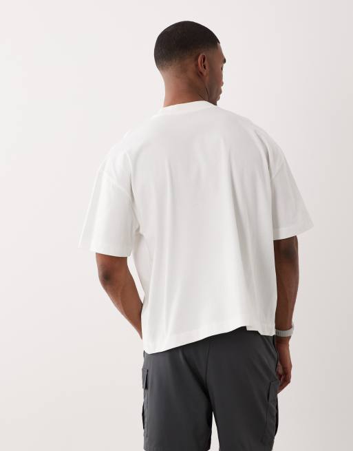 4505 quick dry boxy cropped heavyweight cotton training t-shirt in white , 5 of 5
