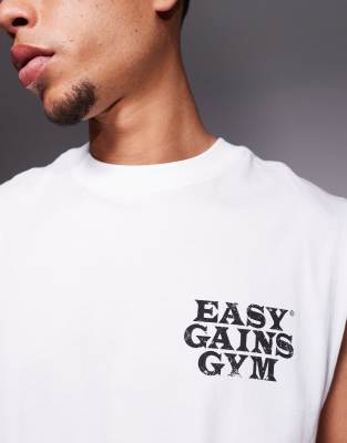 4505 Quick Dry Front Print Cotton Training Tank Top In White