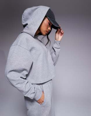 4505 quick dry heavyweight cropped training hoodie in heather gray