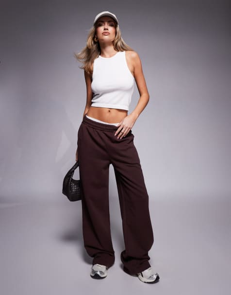 4505 quick dry heavyweight wide leg training jogger in washed brown  - view 1