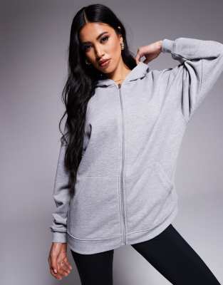 4505 quick dry heavyweight zip up training hoodie in gray heather