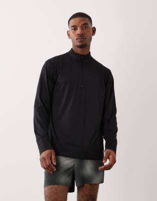 4505 Quick Dry Mesh 1/4 Zip Long Sleeve Running Top In Black