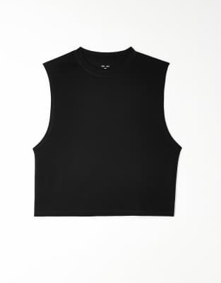 4505 Quick Dry Mesh Cropped Training Tank In Black