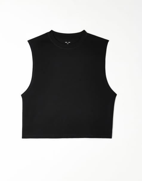 4505 quick dry mesh cropped training tank in black - view 1