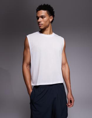 4505 Quick Dry Mesh Cropped Training Tank In White