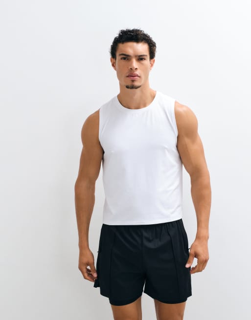 4505 quick dry mesh cropped training tank in white, 4 of 5