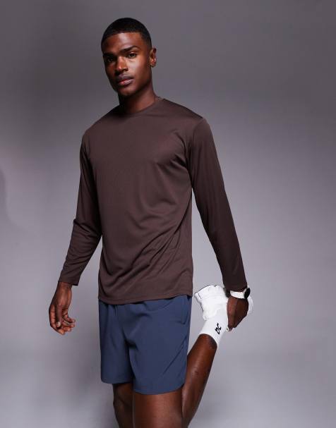4505 quick dry mesh relaxed fit long sleeve running t-shirt in raisin