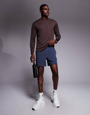 4505 Quick Dry Mesh Relaxed Fit Long Sleeve Running T-shirt In Brown