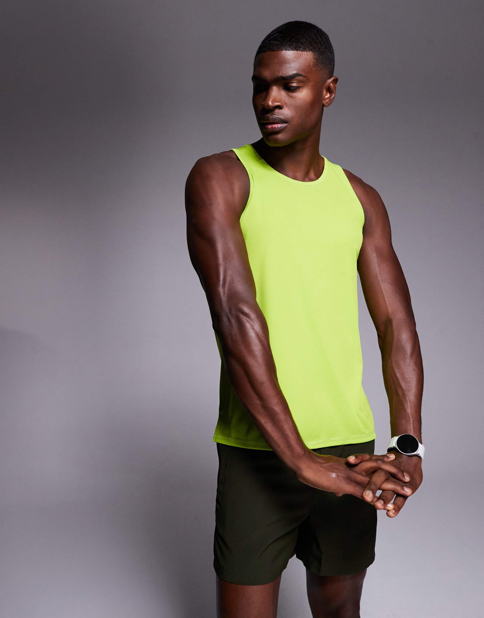 4505 быстросохнущая сетчатая майка свободного кроя для бега кислотно-зеленого цвета