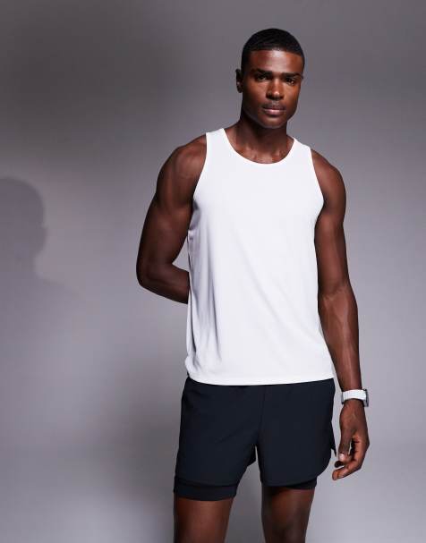 4505 quick dry mesh relaxed fit running tank top in white - view 1