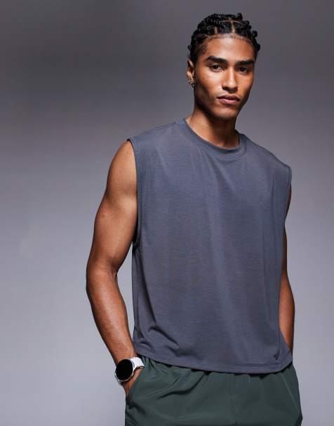 4505 quick dry performance cropped training tank in graphite - view 1