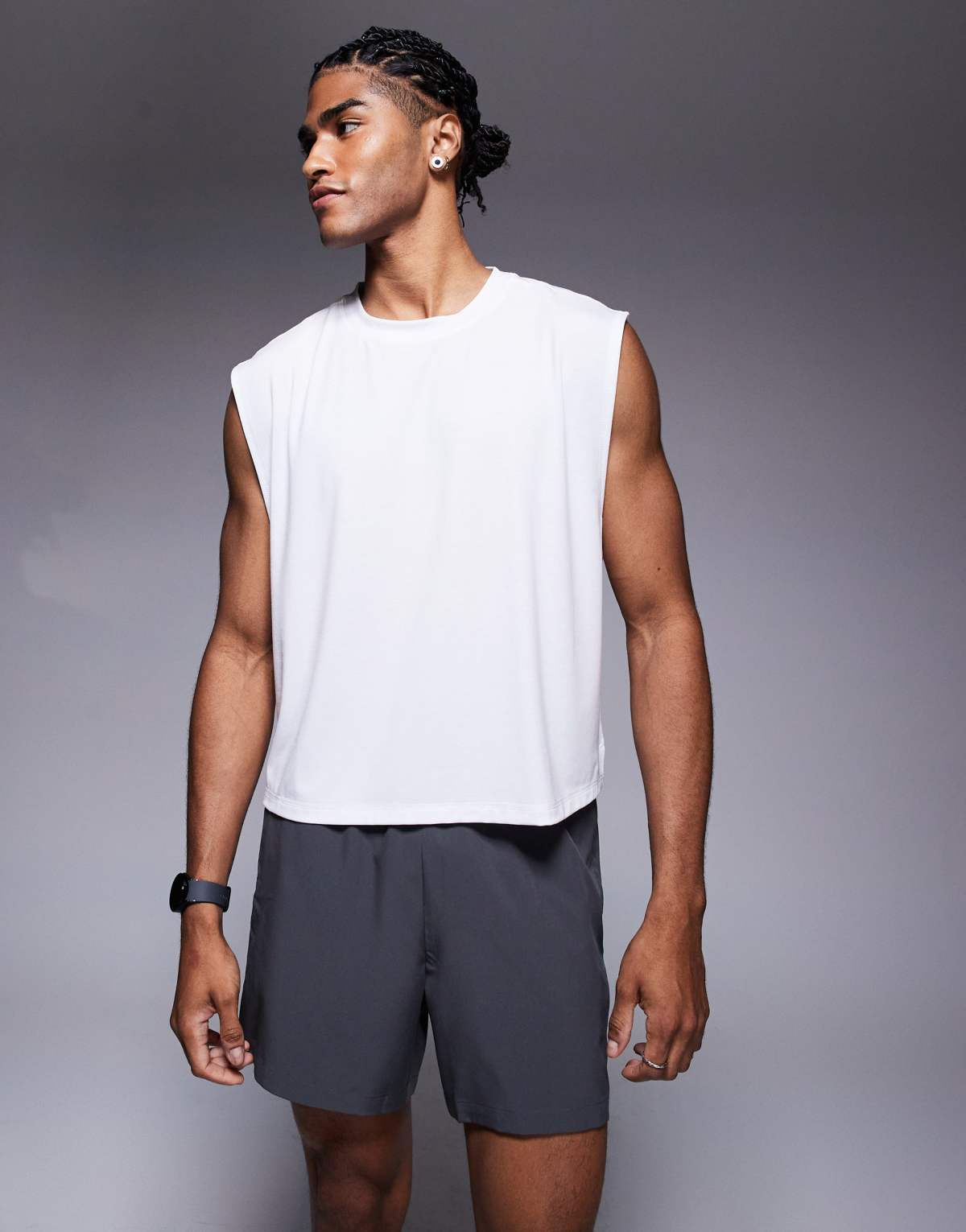 4505 quick dry performance cropped training tank in white
