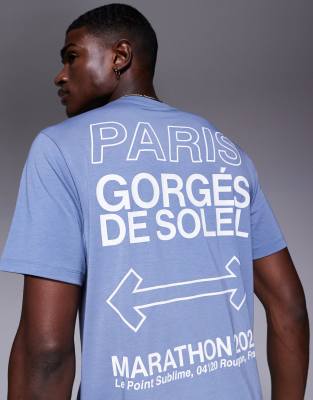 4505 Quick Dry Performance Jersey Back Graphic Oversized Running T-shirt In Blue