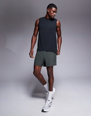 4505 Quick Dry Performance Jersey Back Graphic Running Tank In Black