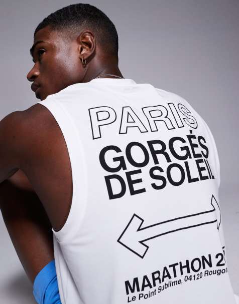 4505 quick dry performance jersey back graphic running tank in white - view 1