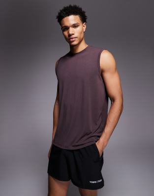 4505 Quick Dry Performance Jersey Boxy Lifting Tank In Purple