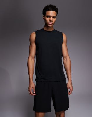 4505 Quick Dry Performance Jersey Boxy Training Tank In Black