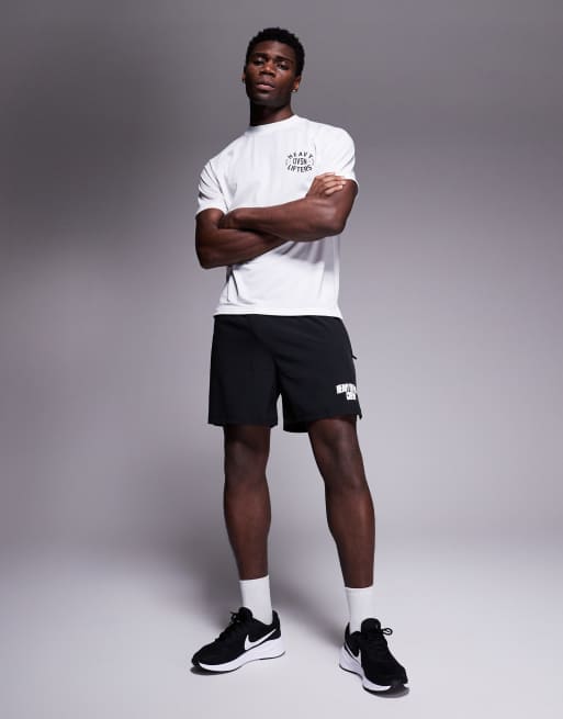 4505 quick dry performance jersey chest graphic oversized training T-shirt in white, 2 of 4