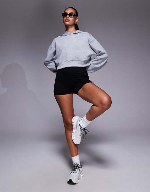 4505 quick dry performance jersey cropped hoodie in grey marl, 2 of 4