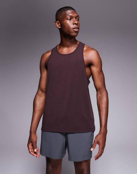 4505 quick dry performance jersey drop armhole tank with scoop neck in dark burgundy - view 1