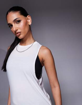 4505 Quick Dry Performance Jersey Dropped Armholes Tank Top In White